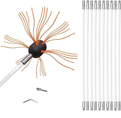 Kit Di Canne Per Canne Fumarie, Kit Di Attrezzi Per La Pulizia Della Spazzatrice Per Trapano Elettrico Rotante Con Aste Flessibili In Nylon, Pulite Dal Basso Verso L'alto, Per La Pulizia Della Canna