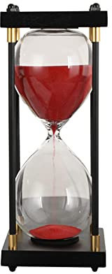 BAOLUCKWANG Sanduhr-Timer 60 Minuten,Schwarzer Holzrahmen,Dekorative Sanduhr,30-Minuten-Sanduhr,Sanduhr-Sanduhr-Ornament Für Zuhause,Esszimmer,Bürodekoration,Rot,30Min