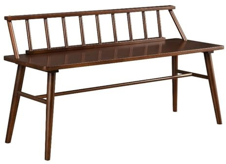 Walker Edison Lennon Boho Solid Wood Low Spindle-Back Bench 48 Inch Walnut
