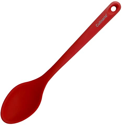 Culinaris Silikon Servierlöffel • Hitzebeständiger Servierlöffel zum Backen Kochen BBQ Grillen • BPA frei Lebensmittelqualität • Löffel Spülmaschinengeeignet • Farbe Rot (L 33 cm x B 6,5 cm)