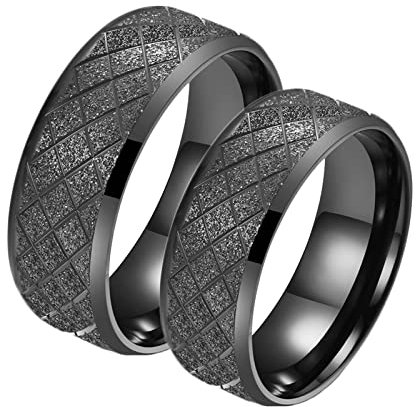 BCughia Freundschaftsringe Beste Freundin, Schwarzer Ring Herren Edelstahl Ringe Schwarzer Mattring 8mm Damengröße 65 (20.7), Herrengröße 57 (18.1)