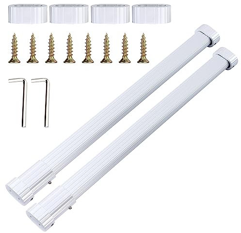 2 Pack Wardrobe Rail Extendable, Wardrobe Rail 42-70cm, Hanging Rails for Clothes, Wardrobe, Shower, Kitchen, Windows with End Sockets, Screws