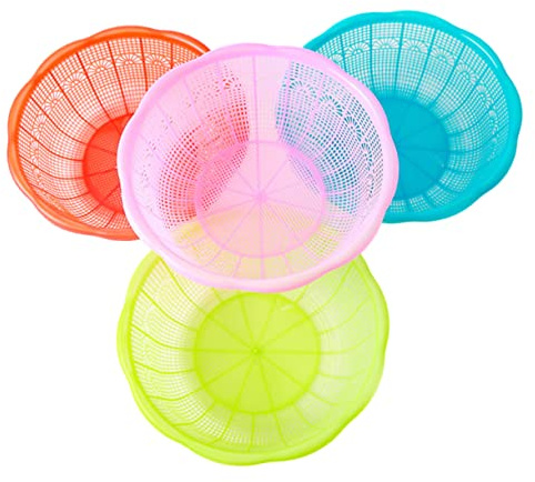 Hoement 4Pcs Sur Évier Passoire Passoires D'Évier Évier Panier Empilable Panier De Légumes Fruits Lavage Égouttoirs Bassins En Plastique Fruits Et Légumes De