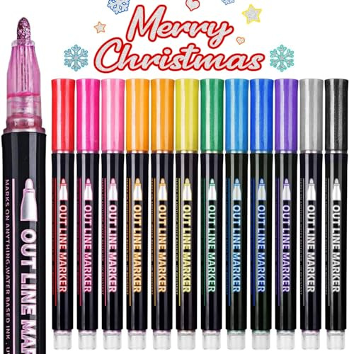 ToviKi Magische Filzstifte, Geschenk für Mädchen 4-12 Jahre, 12 Farben, Glitzer, doppelte Linien, metallische Konturen