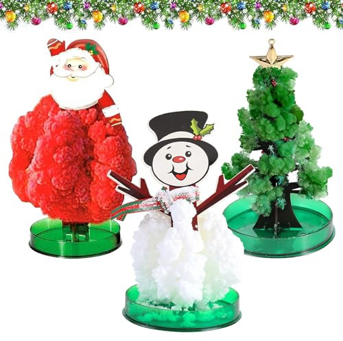 Mini Weihnachtsbaum Künstlich, 3 Stück Kleiner Weihnachtsbaum Growing Itself, Romantischer Magischer Papier-Baum, DIY Kristall-Züchtungs, Kreatives Spielzeug, Kinder (B)