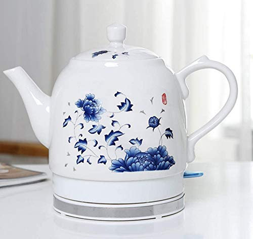 Bouilloires, bouilloire électrique en céramique théière à eau sans fil, théière rétro 1,5 L, 1000 W eau rapide pour thé, café, soupe, base amovible à l'avoine, mise hors tension automatique,