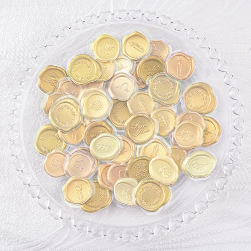 URROMA Siegel Wachs Stempel, 54 Pcs weichen Schaum rosa Gold Vintage Selbstklebende Aufkleber f黵 Geburtstag Hochzeit Braut Dusche Party Geschenke Zubeh鰎 Scrapbooking Umschlag Karten