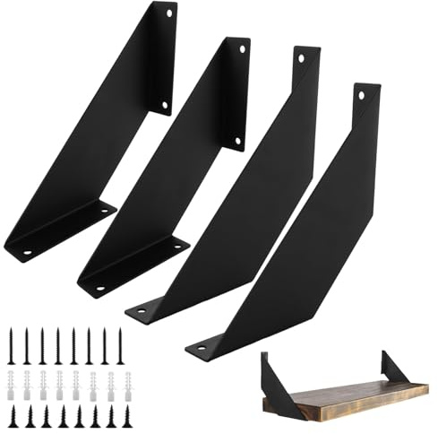 YAYODS 4 Stück Regalhalterung Schwarz - Regal Winkel 20 cm - Regalwinkel Schwerlast - Regalträger Metall für Lagerregal, Küche, Büro, Bücherregal, Wandregal