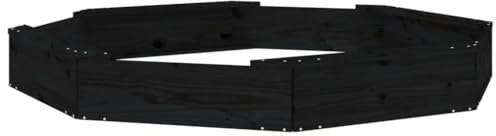 vidaXL Sabbiera con Sedute Nera Ottagonale in Legno Massello di Pino