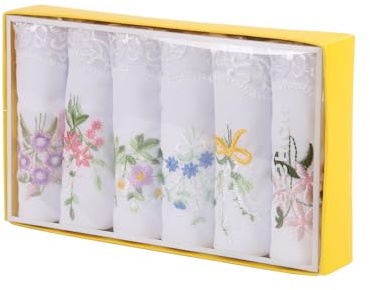Boxed Ladies Handkerchiefs, Embroidery Women Cotton Handkerchiefs Lace Hankies 100% soft Cotton Handkerchief