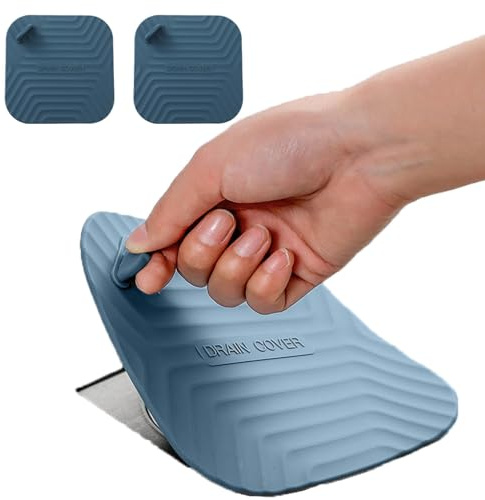 MAOYONG Cubierta de drenaje de ducha, tapón de bañera – Cubierta de drenaje cuadrada de silicona para baño, tapón de drenaje de bañera, tapón de drenaje de fregadero de cocina, 5.9 pulgadas, Azul, 2