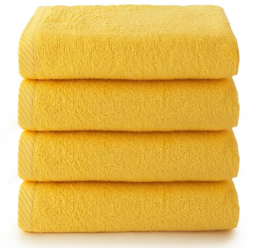 Top Towel - Plus - Badetücher - 4 Gesichts- oder Bidethandtücher - 30x50 cm - 100 % Baumwolle - Zitrone