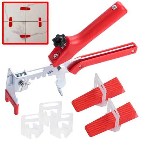 400 distanziatori a cuneo per piastrelle da 3 mm, 300 pezzi con 100 cunei riutilizzabili con una pinza di livellamento per piastrelle (distanziatori per piastrelle da 1/8 di pollice)