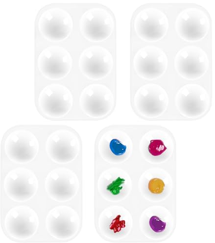 4 Stück Mischpalette, 12.5 * 8.5cm Kunststoffpaletten Palette Malpalette für Aquarell Malen Kunst Malerei, Weiß