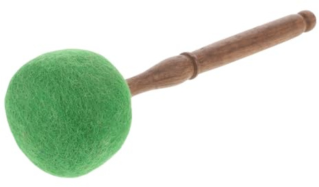 Klangschalenschläger mit Wollkopf und Holzstab, Grün | Leicht, Tragbar und Handlich, Zubehör für Yoga Kurse, Wolle und Holz, als Praktisches Mallet Zubehör
