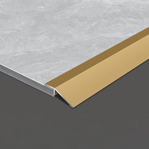 Raouoae Übergangsprofil Abschlussprofil Bodenübergangsstreifen Aluminiumlegierung Höhenausgleich 90cm*3 Ausgleichsprofil Für Unebene Böden(Gold)