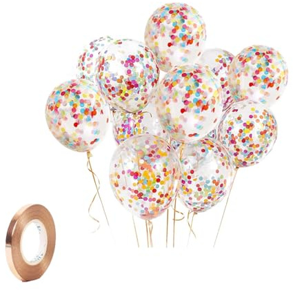 25pc Multicoloured Rainbow Balloons - 12 Inch, Anniversaries & Celebrations, Includes Balloon Strap
