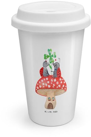 Mr. & Mrs. Panda To Go Becher Marienkäfer Fliegenpilz - Geschenk, Tiere, Tiermotive, zuhause, lustige Sprüche, Coffee to go Becher, Thermo