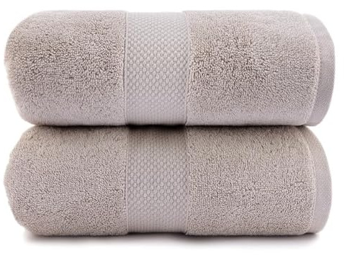 Maisonette Loft 100% Egyptian Cotton Turkish Bath Sheets - Soft, Absorbent Oversized Bathroom Towels - Ideal Quick Dry Extra Large Luxury Towel Set for Shower - (35 x 70, 2 Pack) - Beige (Linen)