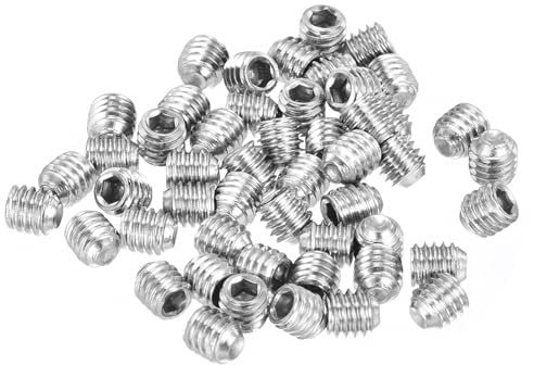 sourcing map Socket Set Screws,50Pcs M4x4mm Metric - 304 Stainless Steel Hex Socket Set Headless Cup Point Grub Screws, for Repairing Compact Instruments, Machinery and Equipment (Silver)