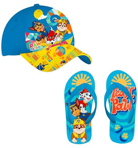 Paw Patrol Baseballkappe und Flip-Flops für Jungen, Hüt Sommer Set für Kinder (Blau, EU Schuhgrößensystem, Kleinkind, Herren, Numerisch (von/bis), M, 29, 30)