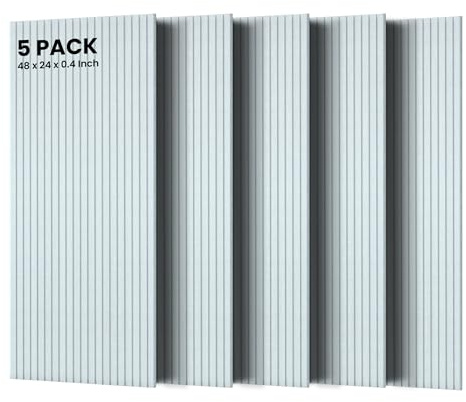 TO-TH Sound Proof Panels High-Density Sound Absorbing Panel 5 Pack, White | High-Density Acoustic Panels, Absorb Echoes & Noise, with Double-Sided Tapes, Interior Decor Wall Panel, 47.2x23.6x0.35