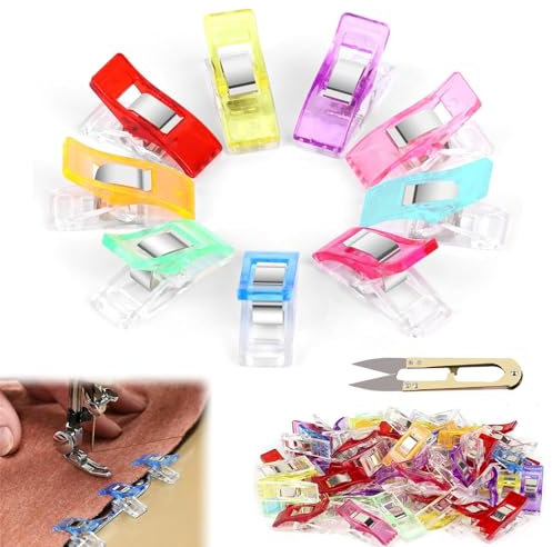 100 Stück Nähklammern Stoffklammern, Mehrfarbig Nähen Zubehöre, Nähklammern Kunststoff, Quilten Clips, Nähclips Mehrzweck, Stoffklammern Zum Nähen, Nähzubehör Multifunktionale Nähklammern