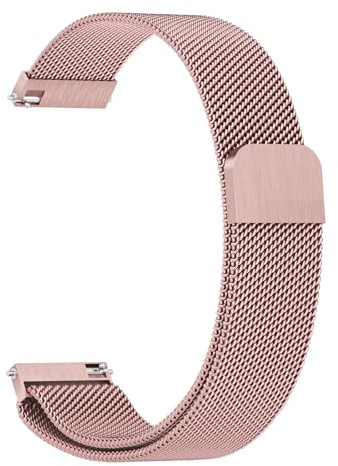 Amzpas Edelstahl Mesh Uhrenarmband 22mm 20mm 19mm 18mm Metall Ersatz Armband Magnetverschluss Smartwatch Schnellverschluss Watch Uhren Ersatzband Für Damen Herren(18mm,Rosa)