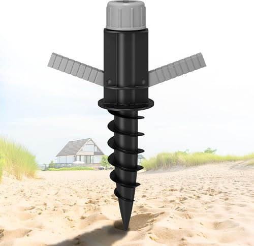 4smile Picchetto per ombrellone Antracite – Trivella per ombrellone da Spiaggia da avvitare nel Terreno – Punta ombrellone Spiaggia Stabile e Resistente