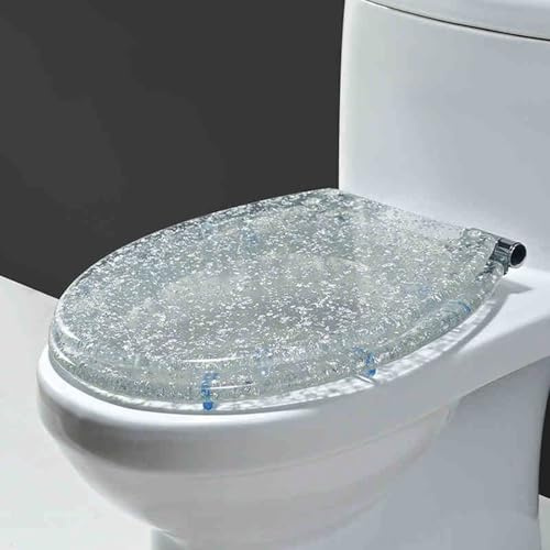 Sedile WC in Resina Facile da Pulire,Sedile WC in Resina Trasparente,Tavoletta WC Colorata,Addensare,Facile da Installare,Igienico E Confortevole,Adatto per Il Bagno di Famiglia