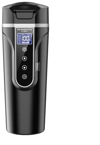 FACAIIO Chauffe-eau de voiture 12 V/24 V 500 ml portable avec affichage numérique, bouteille d'eau électrique pour garder au chaud pendant 5 à 7 heures (noir)