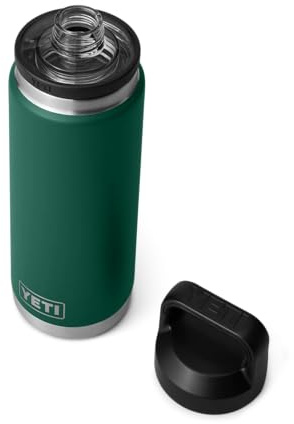 YETI Rambler Bottle Chug, Vacuum Insulated Stainless Steel Bottle with Chug Cap, Black Forest Green, 26 oz (760 ml)