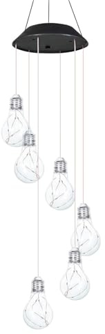 kesurpae Garden Decorative Light Bulb Solar Wind Chime Peaceful Atmosphere ABS Light Bulb Solar Wind Chime Outdoor Decoration
