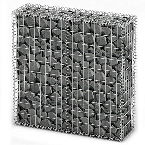 Verderoom Cesto Gabbione con Coperchio in Filo Zincato 100 x 100 x 30cm, Gabbione in Rete Metallica, Gabbioni Metallici, Gabbione per Sassi, Gabbioni da Giardino