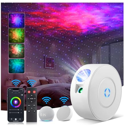 Aurviv Laser Safety Certified Star Projector, 900+ Sq.ft Wall Ceiling Coverage, 3-Way Control (App/Alexa/Manual),16M Color Galaxy Light for Kids Adults Bedroom, Room Decor, Party, Valentines Day Gifts