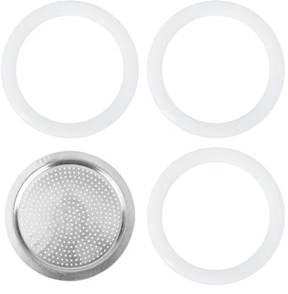 lasuroa Filter with 3pcs Gaskets, Aluminum Filter Silicone Gasket Moka Pot Accessories Replacement Parts for Bialetti DAMA 6 Cups Venus Musa Kitty 6 Cups