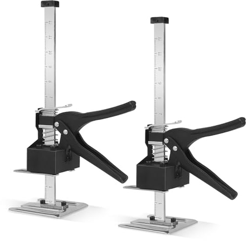 DBREAKS Braccio Salvalavoro da 35 cm, 2 Pezzi Braccio Sollevatore Manuale, Fino a 220 kg, Sollevatore per Mobili con Scala, Regolatore di Altezza per Piastrelle in Ceramica, Strumento Manuale