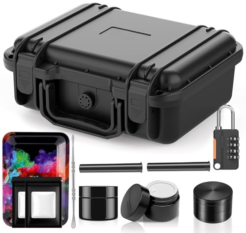 Kyrgyzst Smell Proof Box - Large Capacity Splash Resistant Stash Box Container with Heavy Duty Lockable Lid & Odor-Absorbing Carbon Liner - Ideal Smell Proof Container for Home, Travel, Gifts