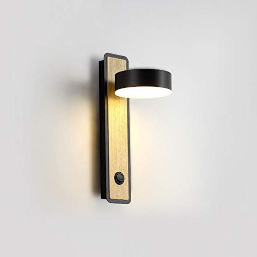 Lampada da Parete Luce a LED con Applique, Lampada a rulli rotabili a sfioramento Pavimenti di Lettura per la Camera da Letto Studio Soggiorno Illuminazione Decorativa (Colore: nero-3000k)