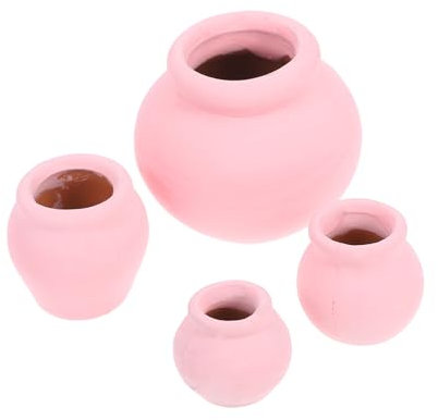 Abaodam 4 macetas en miniatura para suculentas, elegantes macetas pequeñas para bricolaje, jardines, decoración de escritorio para plantas, cactus, flores, fáciles de usar, macetas de cerámica