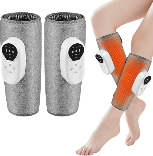 Masseur de jambe sans fil avec chauffage, massage pour mollets pour fatigués et améliore la relaxation musculaire, 3 modes et 3 intensités (2 Stück)