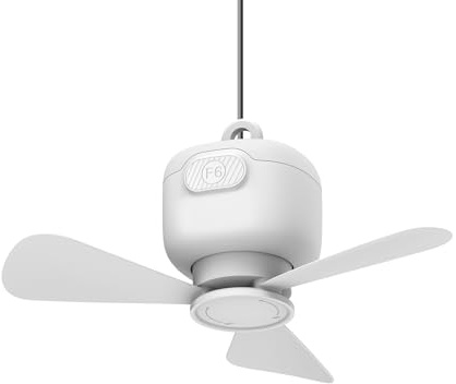 Ruarby Ventilateur de plafond USB silencieux avec 3 vitesses - Petit ventilateur de plafond USB à suspendre avec 3 feuilles pour lit, dortoir, tente