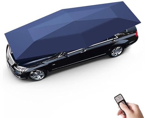 ZXINXIN Car Sun Shelter Cover, Outdoor Folded Sun Protection Car Heat Cover Car Umbrella Cover for Minivan, Truck Blue-4.9m