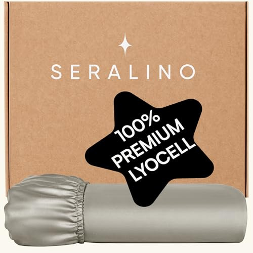 Seralino Spannbettlaken 180x200cm Beige Taupe | 100% Lyocell Leinentuch 180x200| besonders weiches Spannbetttuch 180x200| Spannbettlaken 180x200cm Boxspringbett (bis 30cm Steghöhe)