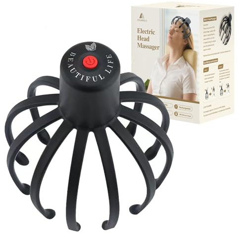 AULMEILA Electric Scalp Massager with 3 Modes, Head Massager Scalp, 360 Degree Head Massager, Cordless Portable Head Scratcher for Stress Relax, Birthday & Christmas Gift