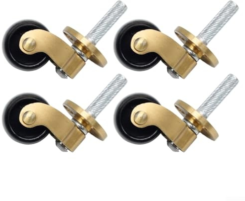 Jotekonoby 4 x 360°-Messing-Lenkrollen mit leisen Kugellagern für schwere Sofas, Möbeltische, 60 x 25 mm, goldfarbene und schwarze Rollen mit Befestigungsschrauben im Lieferumfang enthalten