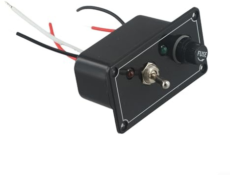 Pannello interruttore di sentina marina per barche camper, interruttore a levetta a 3 vie DC 12V 5A con portafusibili, modalità automatica spegnimento manuale, indicatore LED, ABS nero