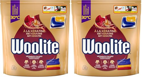 Woolite Capsules Vêtements Colorés - Capsules de Lessive Liquide pour Préserver l'Intensité des Couleurs et Protéger les Fibres - x33 (Lot de 2)