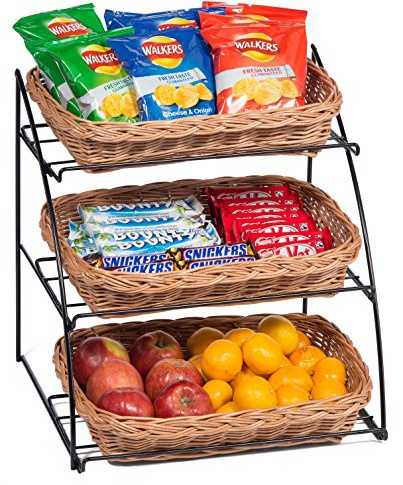 Prestige Wicker 1206 Counter Top Display Stand with Baskets, Natural(39 x 36 x 43 cm)