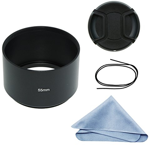 SIOTI Camera Long Focus Metal Lens Hood with Cleaning Cloth and Lens Cap Compatible with Leica/Fuji/Nikon/Canon/Samsung Standard Thread Lens
